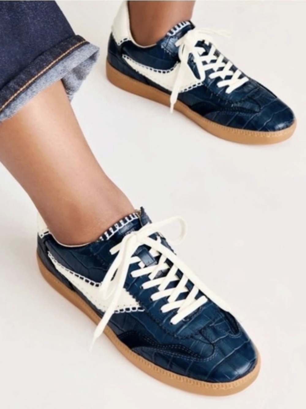 💙▪️Dolce Vita▪️ Leather Notice Ink Blue Croc Sneakers